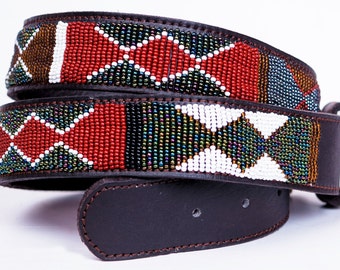 Masai Belt, Leather Belt, Beaded Belt, Handmade Belt, Maasai Beaded ...