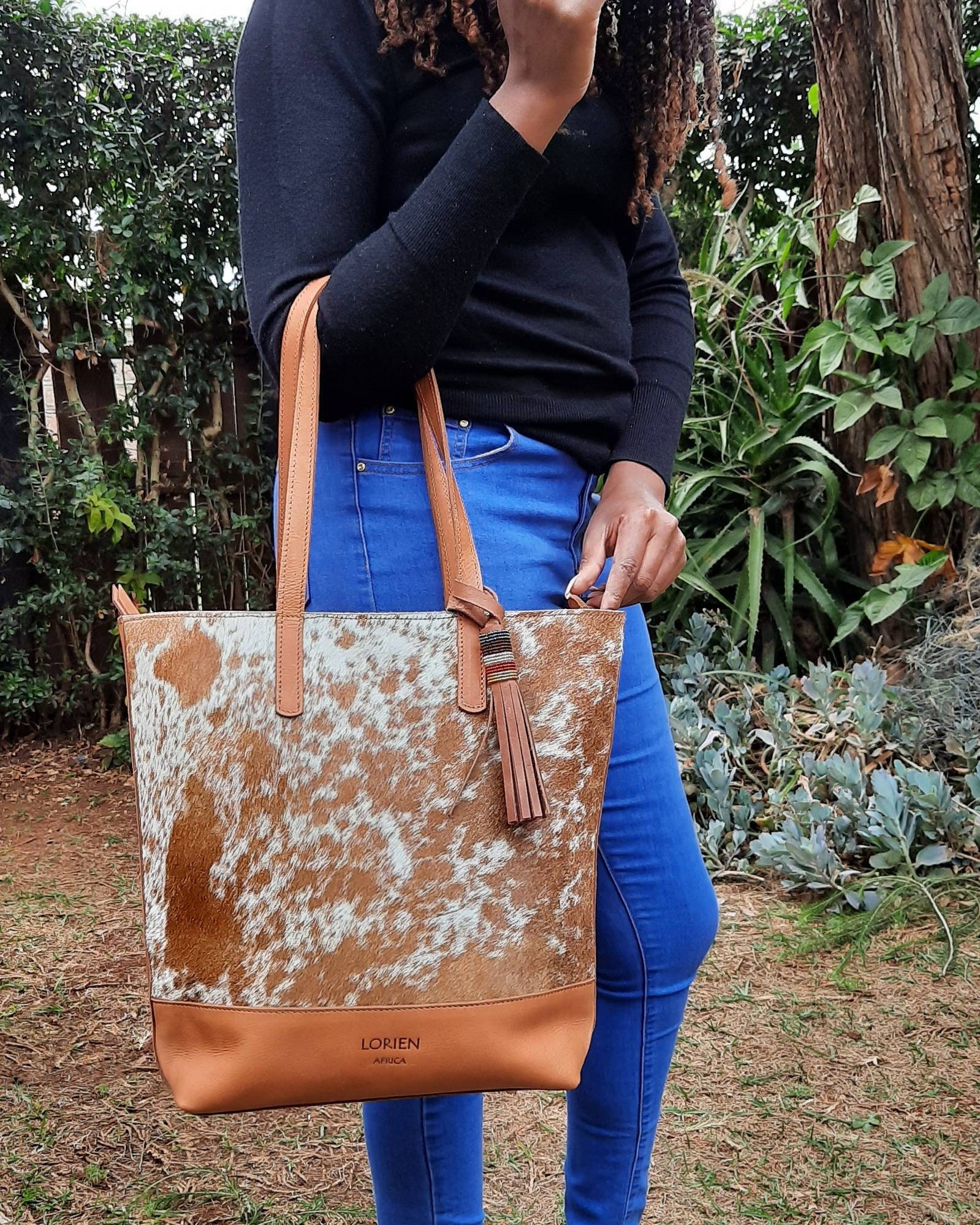 Personalized Leather Bag Tote Bag With Zipper Brown Leather Etsy