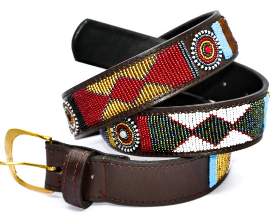 Masai belt Leather belt Beaded belt Handmade belt Maasai | Etsy