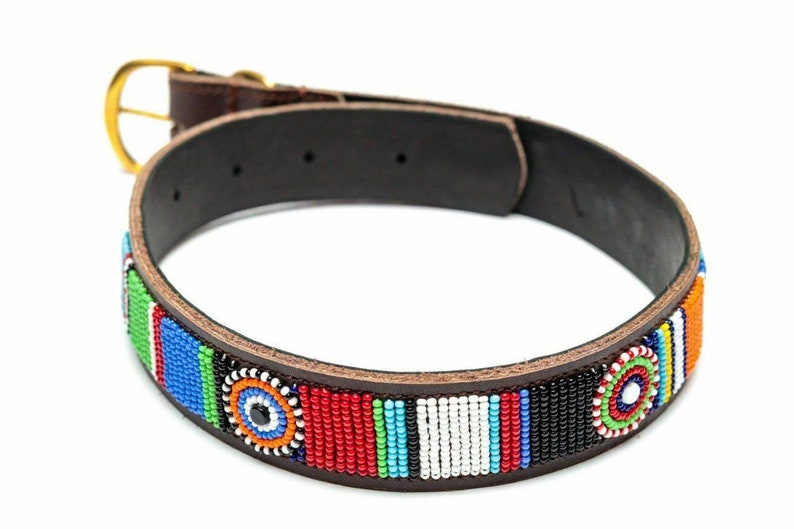 Leather Dog Collar Beaded Dog Collar Masai Dog Collar Etsy