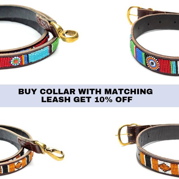 Dog collar and leash,  Leather Dog Collar, Dog Collar and lead , Maasai Dog Collar, Dog collar leather, Dog Gift,Dog Collar Leather,
