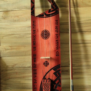 Tagelharpa King Ragnar Lothbrok. Elder Futhark Runes. Concert quality. Celtic Lyre.  Talharpa. Bowed Lyre.Original handmade. Gift for him.