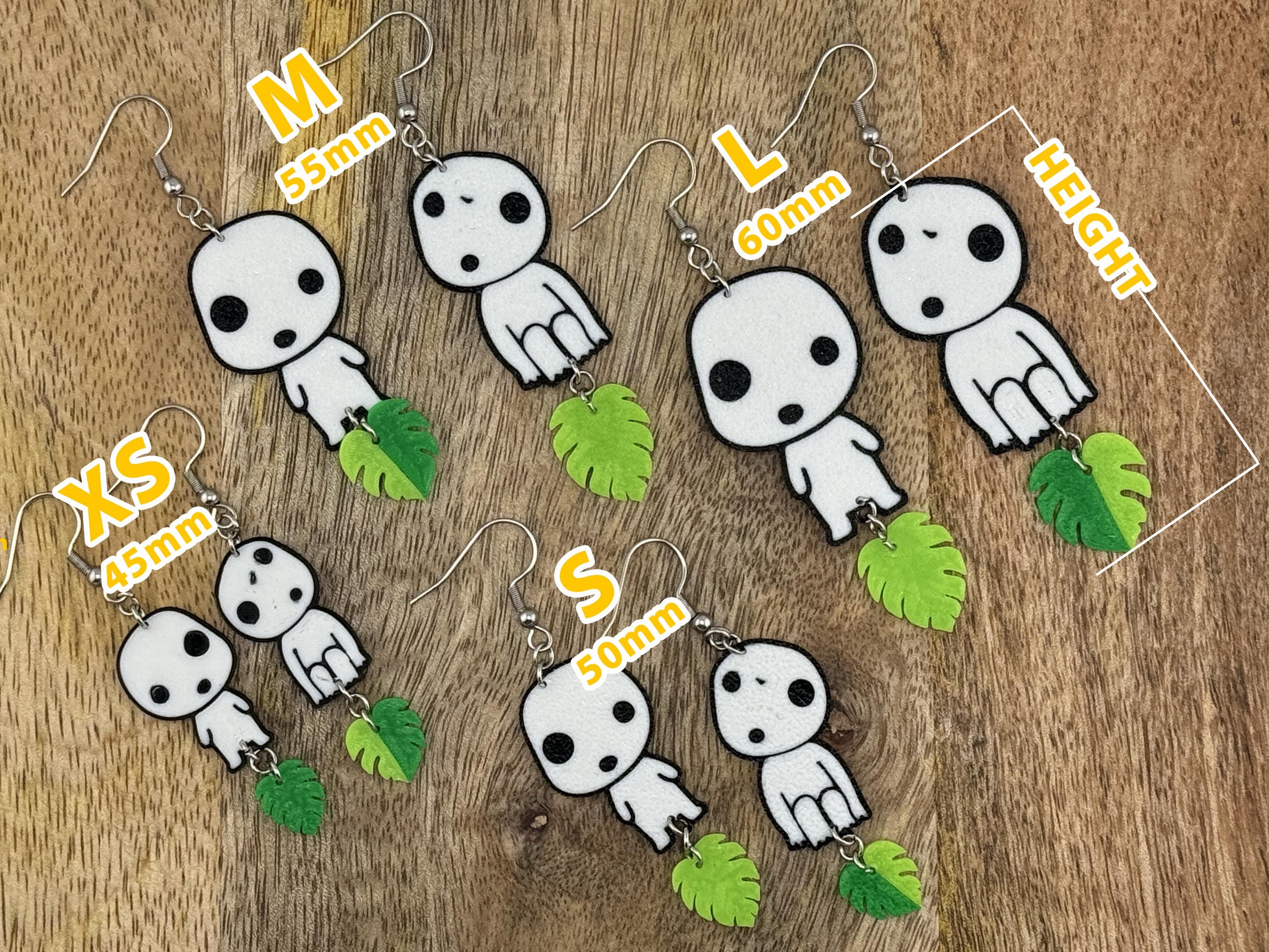 木の葉付きコダマイヤリング • もののけ姫 • 木の精霊 • ステッカー8枚