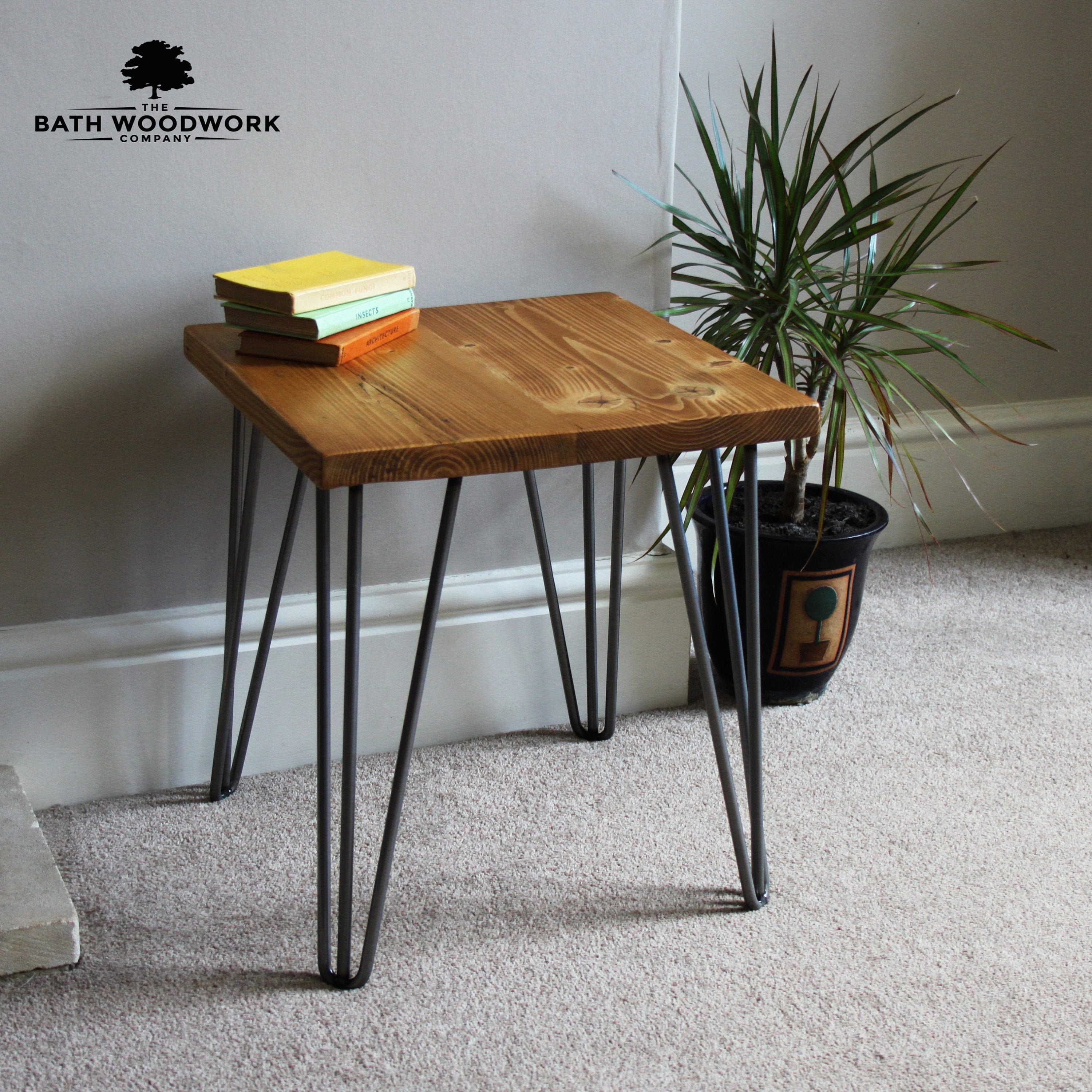 Solid Wood Retro Rustic Desk Side Table Handmade Coffee Table Hairpin Legs