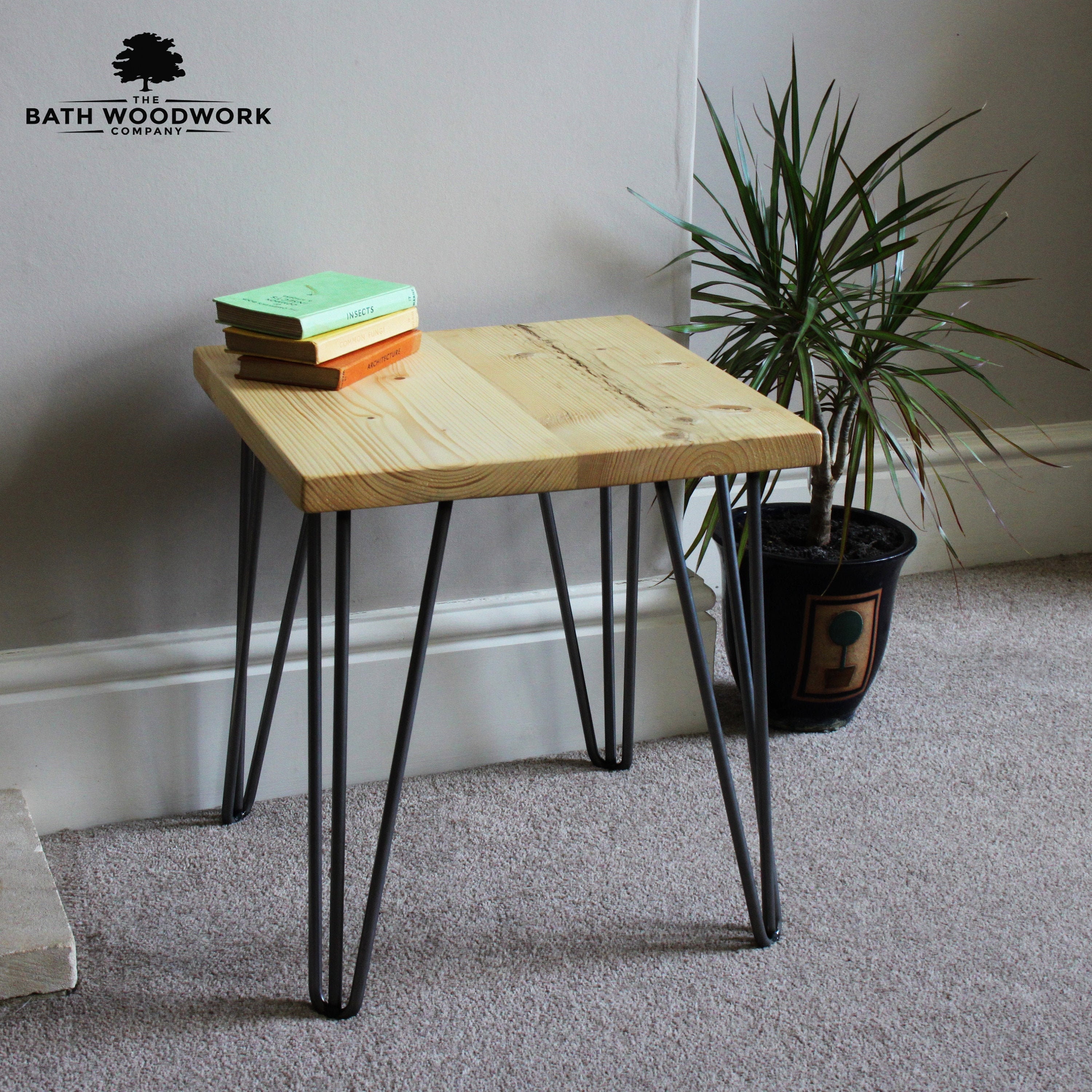 Scaffold Board Side / Bedside Table & Steel Hairpin Legs Etsy
