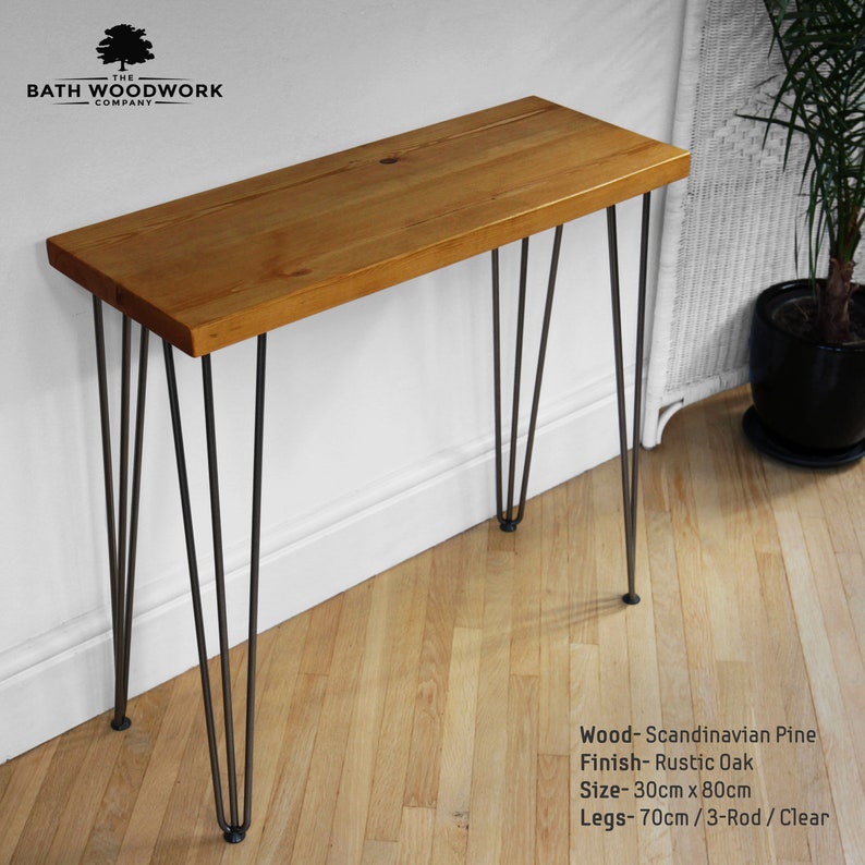 Scandinavian Pine Hallway Console Table / Laptop Desk & Steel Etsy