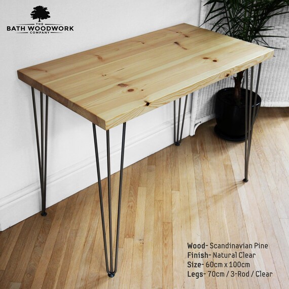Scandinavian Pine Desk Steel Hairpin Legs Natural Clear Etsy