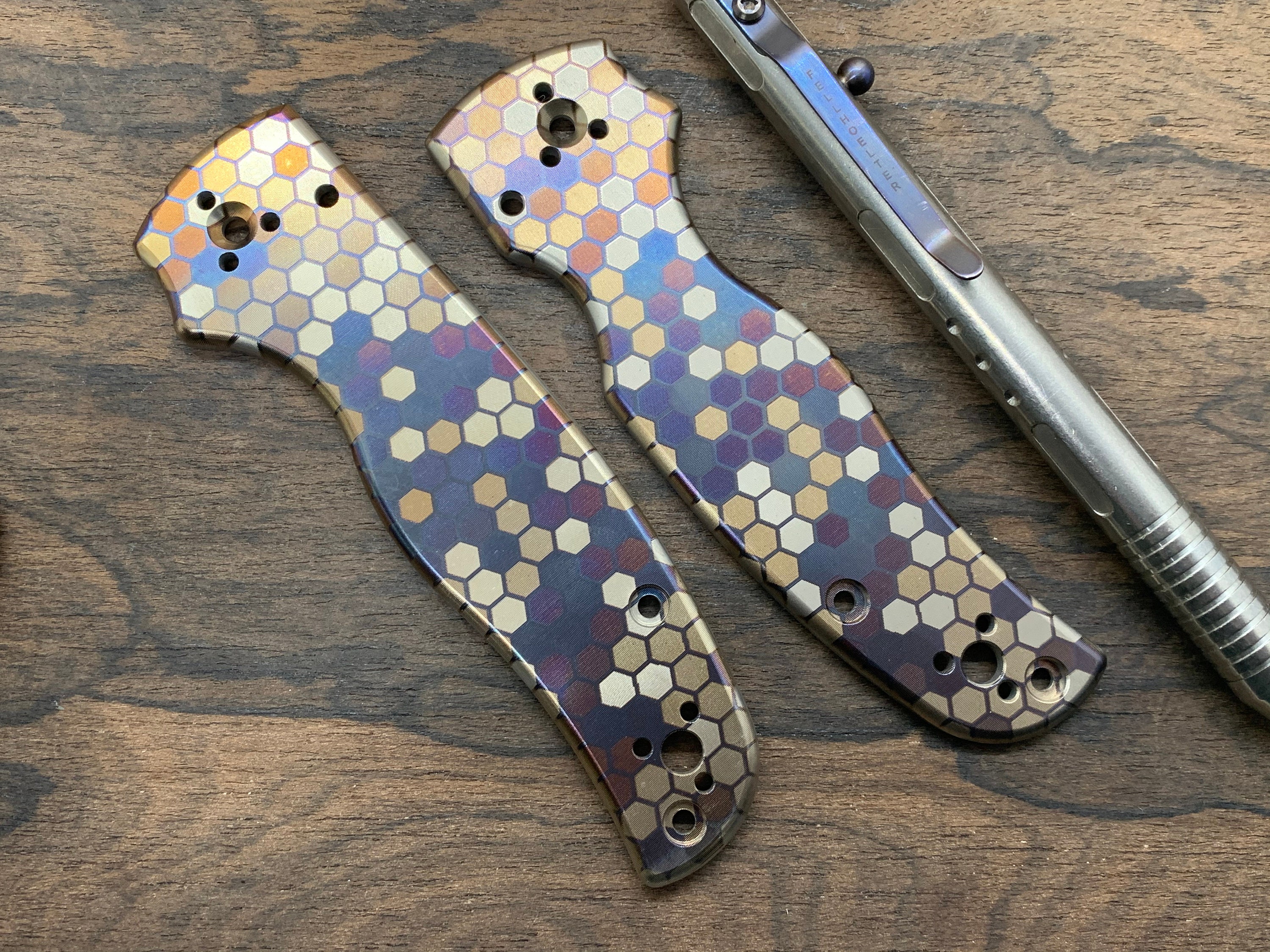 Heat Anodized Titanium Knife Scales for SHAMAN Etsy