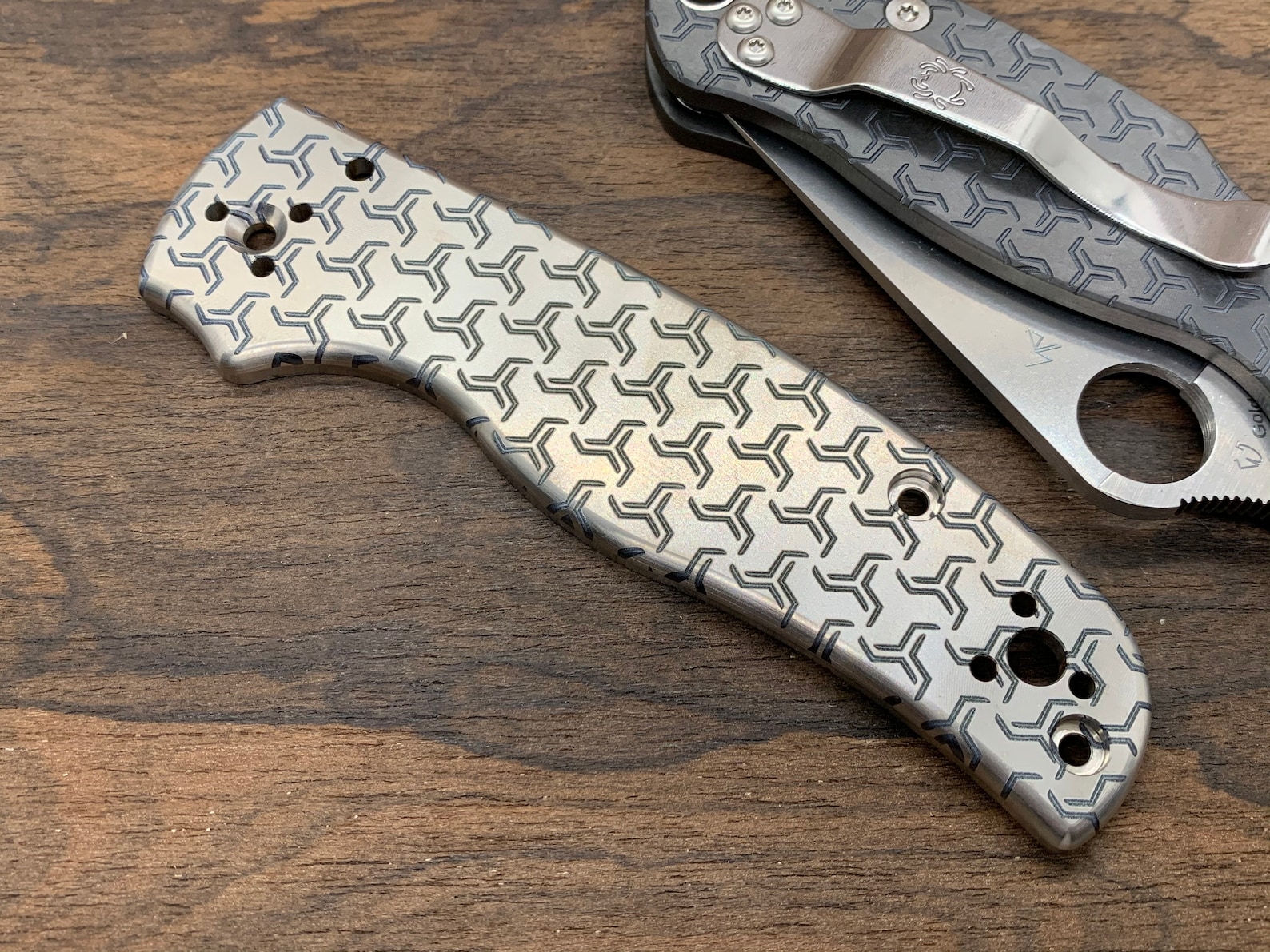 TURBO Engraved Titanium Knife Scales for SHAMAN Spyderco Etsy