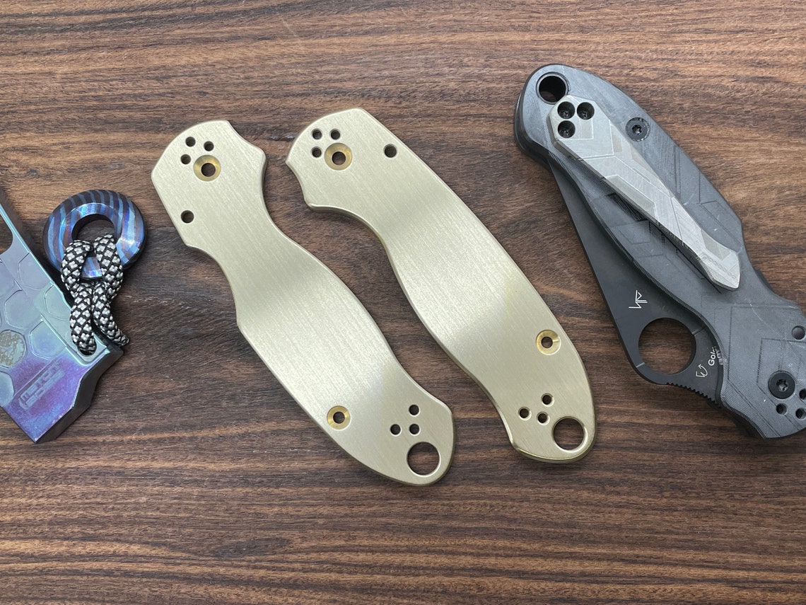 Brushed BRASS Knife Scales for PM3 Spyderco Para 3 Folding Etsy