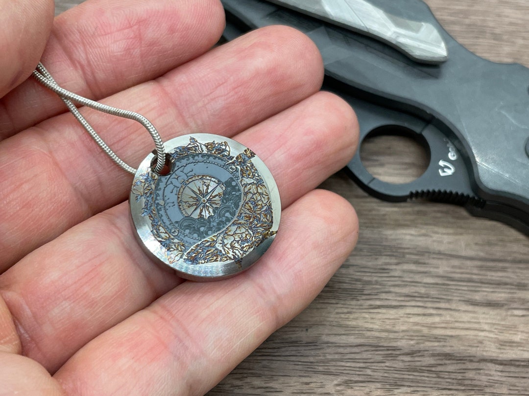 COMPASS-LIGHTHOUSE engraved Titanium Pendant Custom Keychain Dog tag Key fob Name necklace personalized jewelry MetonBoss EDC Birthday gift