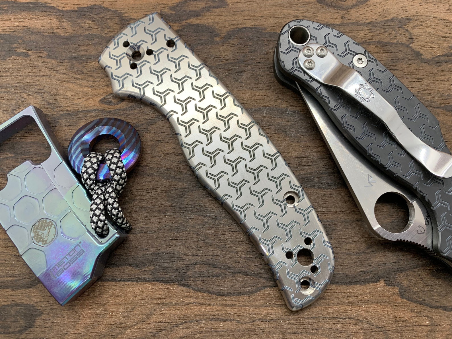 TURBO Engraved Titanium Knife Scales for SHAMAN Spyderco Etsy