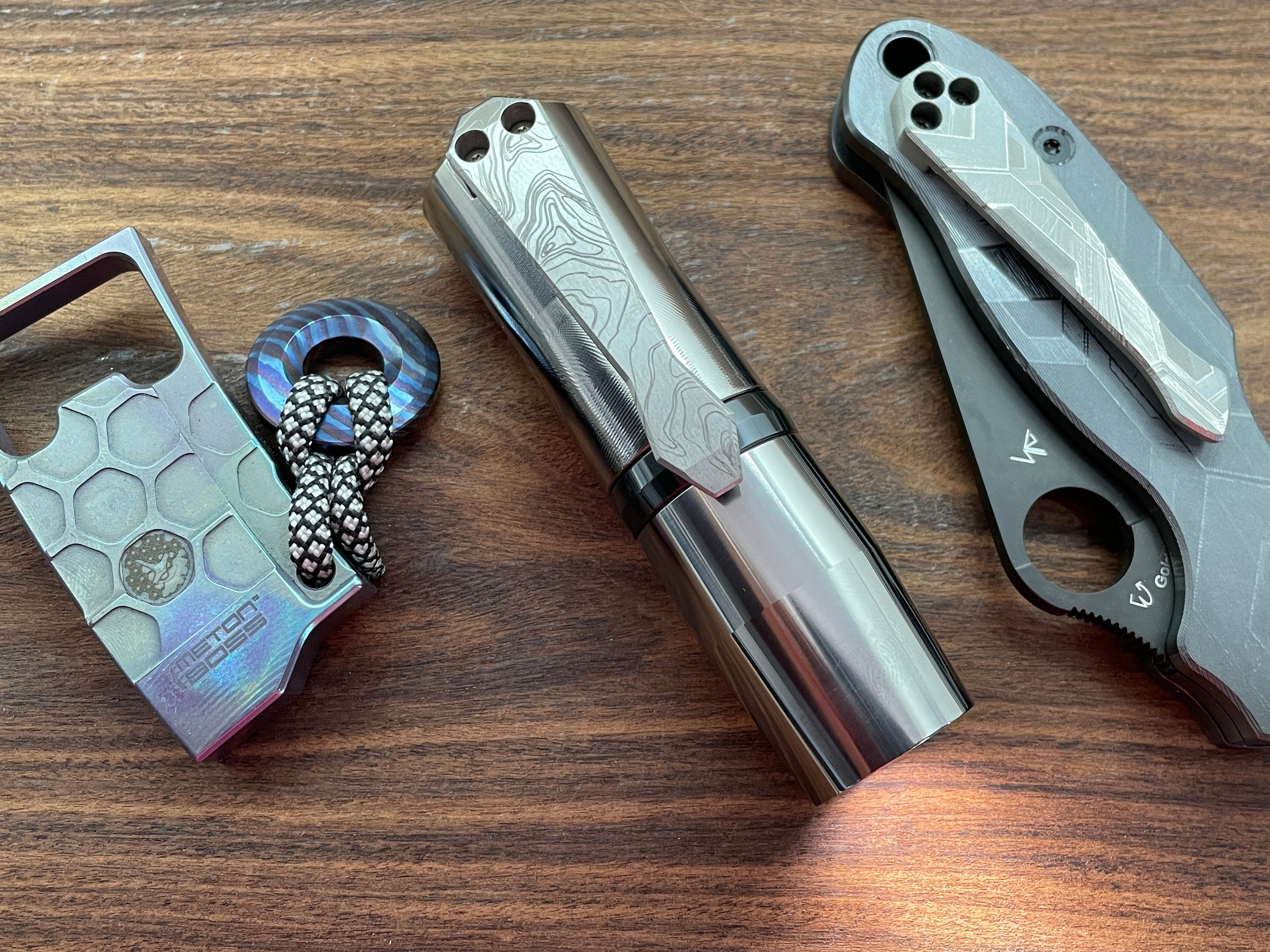 EDC Flashlight TOPO Titanium Black Zirconium Pocket Clip Etsy