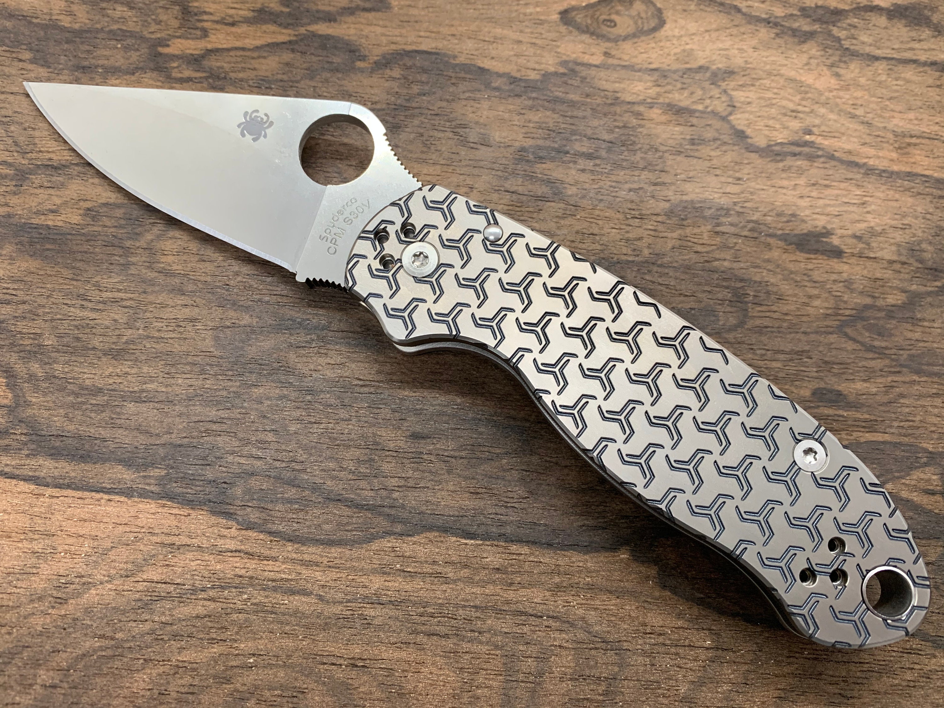 TURBO deep Engraved Titanium Knife Scales for PM3 Spyderco Etsy