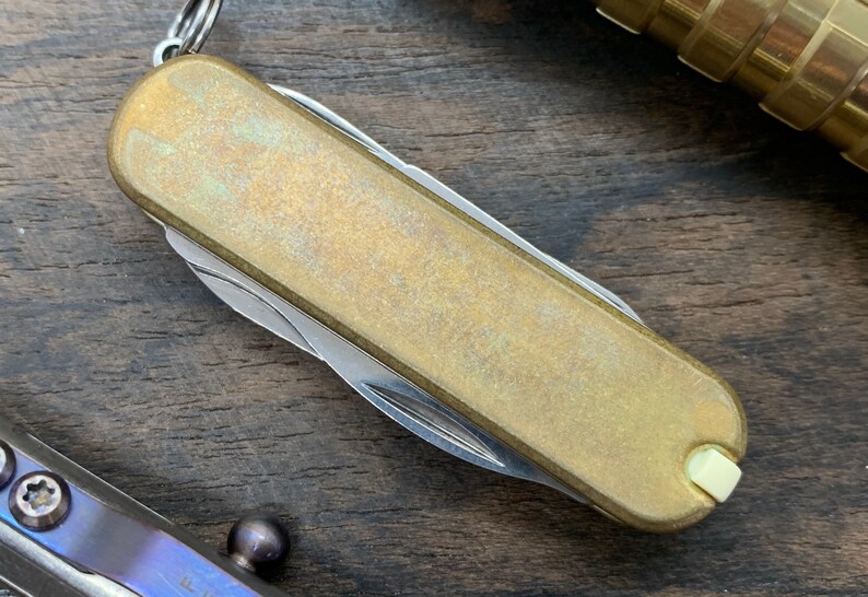 58mm Tumbled Brass Swiss Army Knife Scales Victorinox Scales Etsy