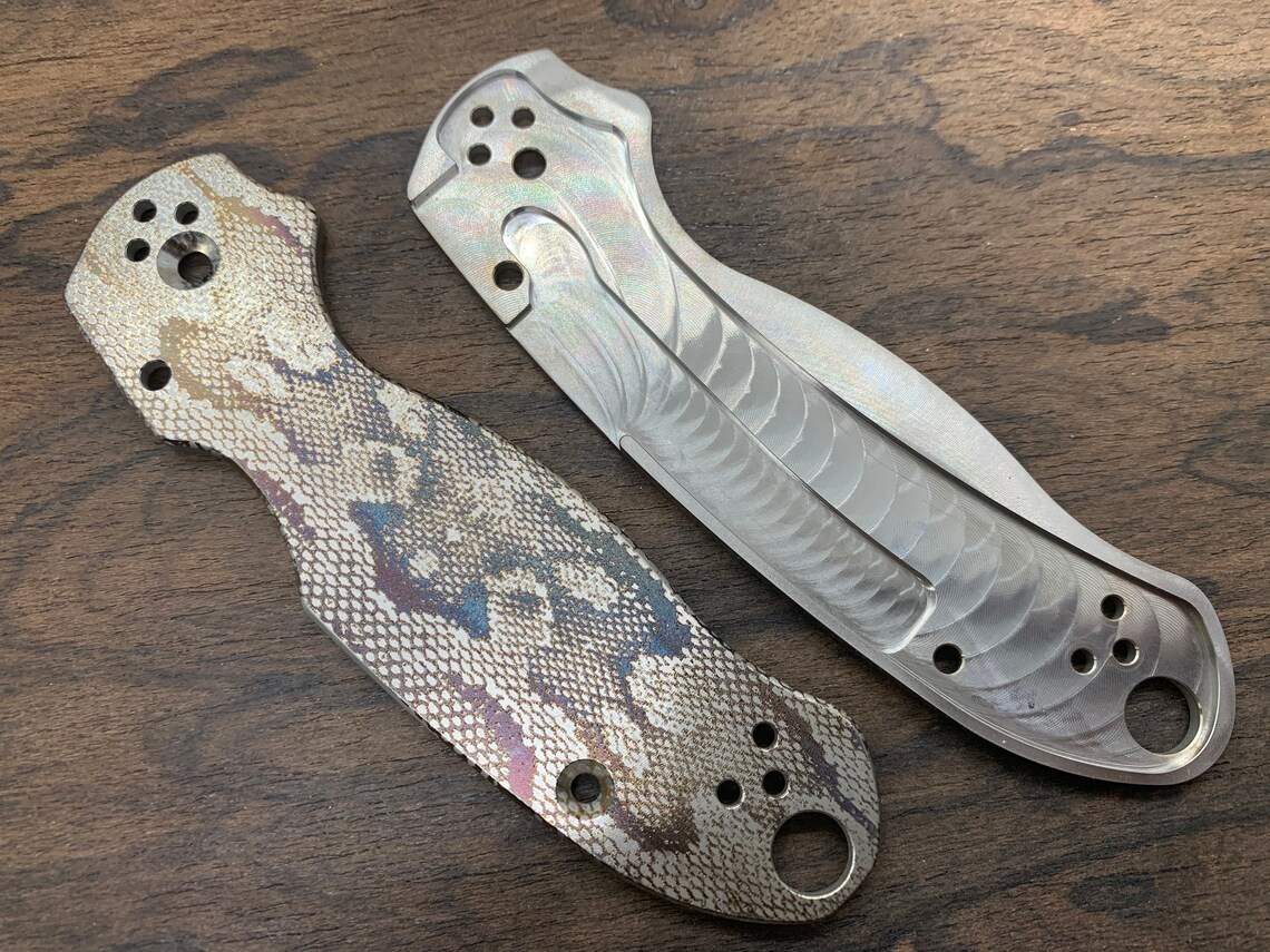 REPTILIAN v2 Engraved Titanium Knife Scales Clip for PM3 Etsy