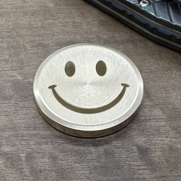 3 sizes Smiley - Sad (Yes-No decision maker) Brass Worry Coin  Birthday Gift Idea Christmas Gift