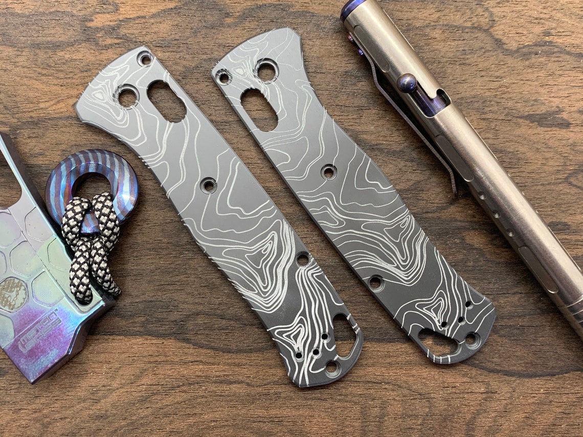Black Zirconium TOPO engraved Knife Scales for Benchmade Etsy