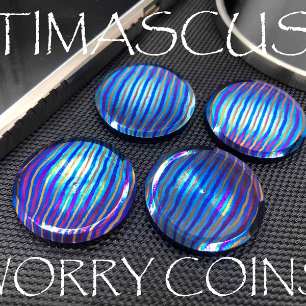 One 1.23" Timascus Worry Coin  Birthday Gift Idea Christmas Gift