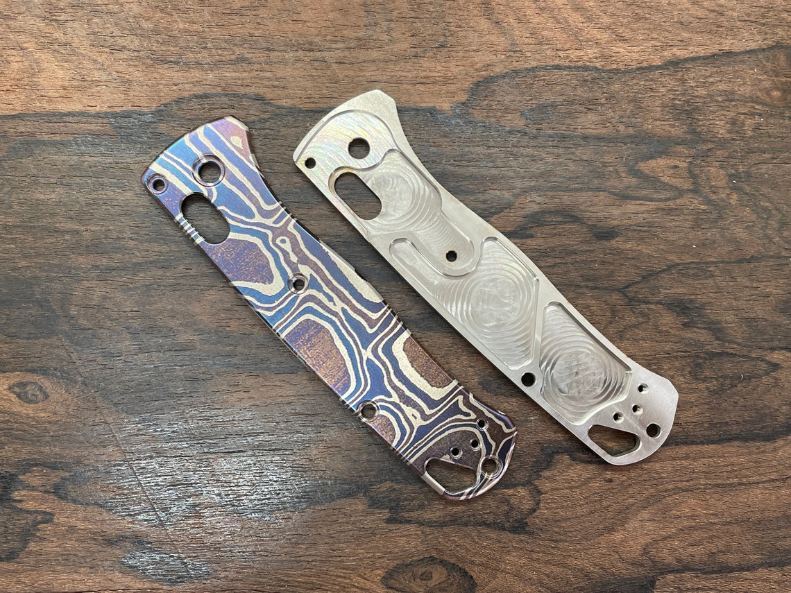 Mokume Pattern Heat Anodized Titanium Knife Scales for Etsy