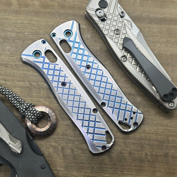 2 Tone Blue Brushed FRAG Cnc milled Titanium Scales for Benchmade Bugout 535 Birthday Gift Idea Christmas Gift