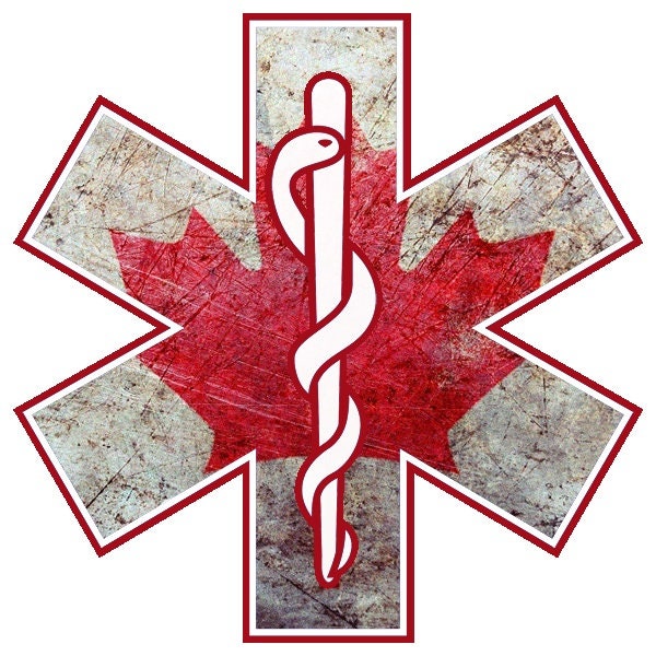 Distressed Canadian Flag Paramedic/EMT/EMR EMS Star of Life Vinyl Sticker/Decal