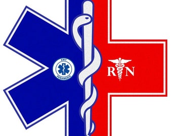 Hybrid Paramedic/EMT & RN EMS Star of Life Vinyl Sticker/Decal