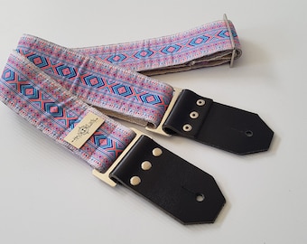 Guitar Strap – 'Good Vibrations' Vintage Style Strap on Eco-Friendly Hemp Webbing