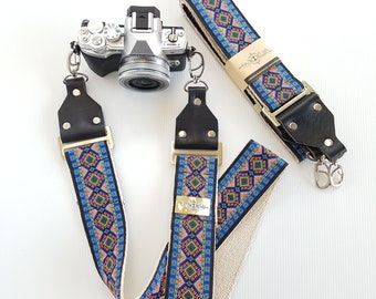 Camera Strap – &#39;Shine On You Crazy Diamond&#39; Vintage Style Strap on Eco-Friendly Hemp Webbing