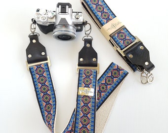 Camera Strap – 'Shine On You Crazy Diamond' Vintage Style Strap on Eco-Friendly Hemp Webbing