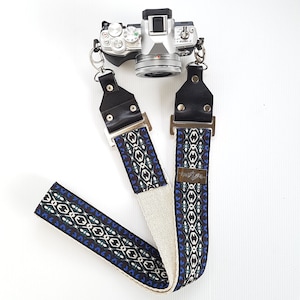 Camera Strap – &#39;Midnight Special&#39; Vintage Style Bohemian Strap on Eco-Friendly Hemp Webbing