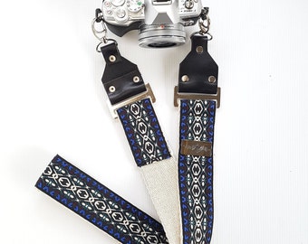 Camera Strap – 'Midnight Special' Vintage Style Bohemian Strap on Eco-Friendly Hemp Webbing