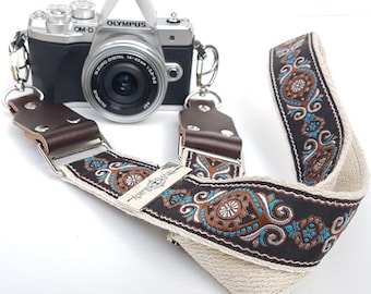 Camera Strap – &#39;What&#39;s My Scene&#39; Vintage Style Strap on Eco-Friendly Hemp Webbing