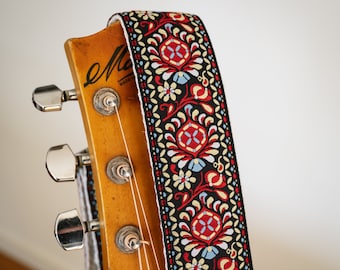 Guitar Strap – 'Don't Go Now' Vintage Style Strap on Eco-Friendly Hemp Webbing