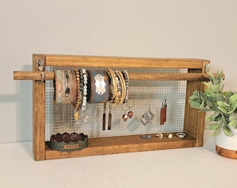 Free Standing Earring and Bracelet Holder, Wood Jewelry Organizer, Display Stand Jewelry Holder for Earrings and Bracelets