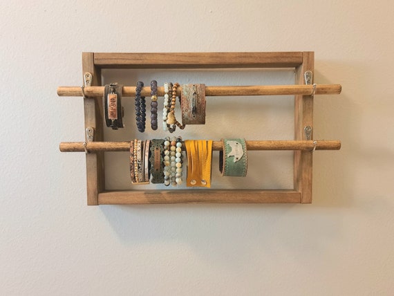 Wood Bracelet Holder Wall Hanging Display, Jewelry Organizer Gift for Mom  Birthday, Bracelet Display Wall Mount Organizer for Bathroom 