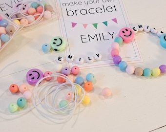 Custom Name Bracelet Making Kit, Kids Birthday Party Craft Kit, Bracelet Making Activity Kit, Girls DIY Bracelet Party Favor