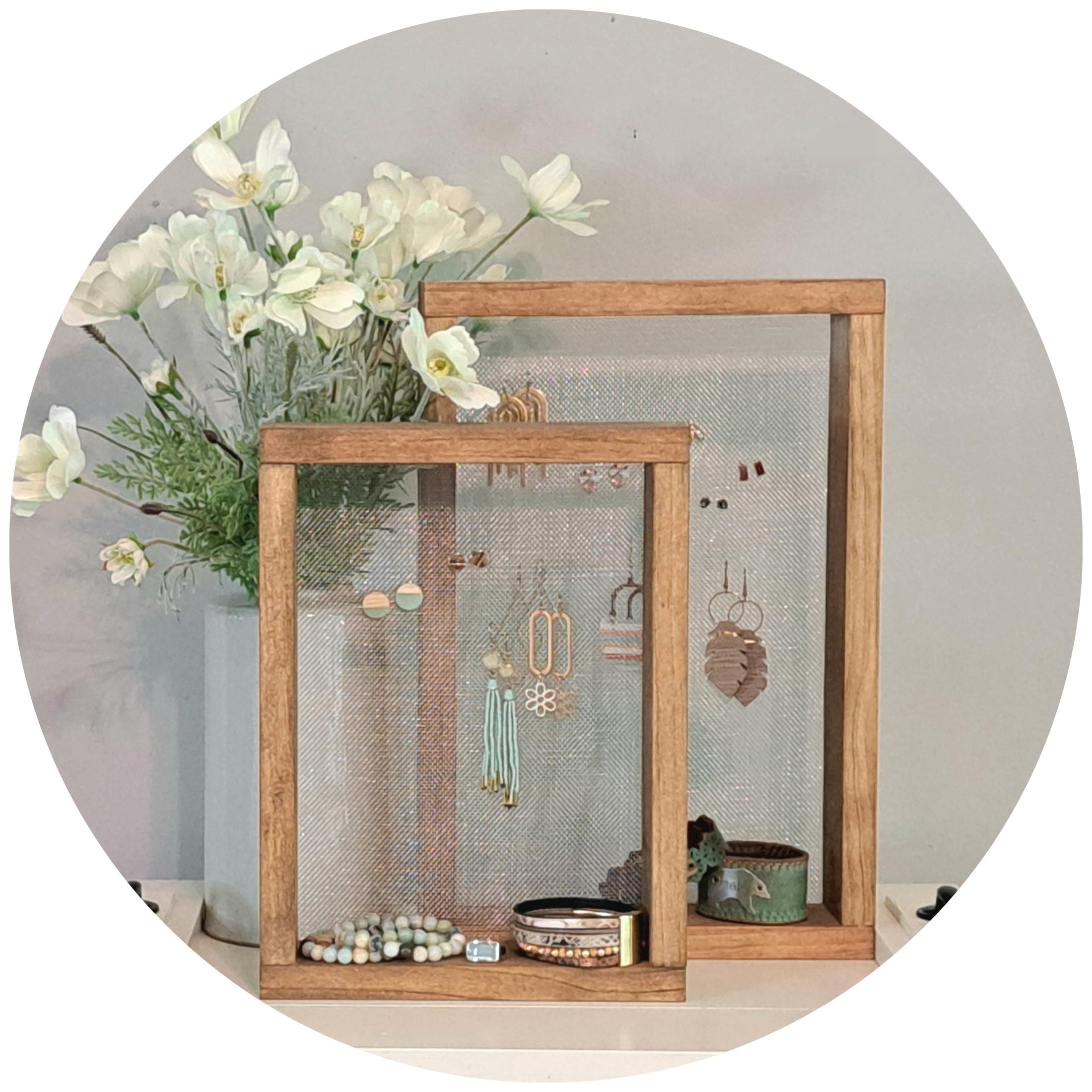 Stud Earring Holder Free Standing Wood Frame, Jewelry Organizer, Earring Display Stand for Studs and Dangle Earrings, Gift for Jewelry Lover
