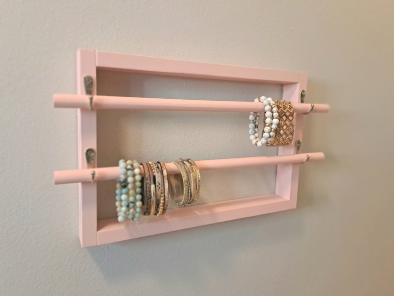 Light Pink Wall Hanging Bracelet and Necklace Holder, Kids Jewelry Organizer for Little Girl 画像 6