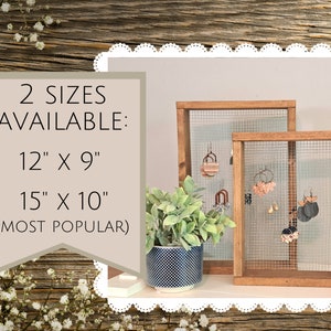 Free Standing Earring Holder, Chicken Wire Jewelry Organizer, Mesh Dangle Earring Display Stand, Wood Picture Frame Earring Holder bild 6