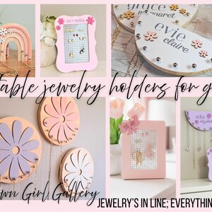 Light Pink Wall Hanging Bracelet and Necklace Holder, Kids Jewelry Organizer for Little Girl 画像 12