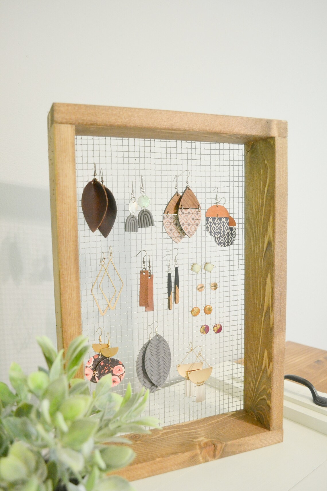 Free Standing Earring Holder Farmhouse Chicken Wire Jewelry Etsy