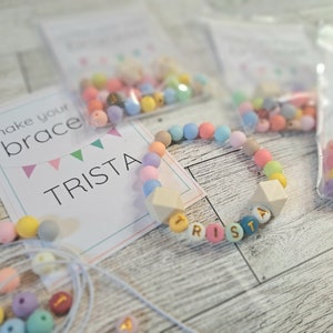Personalized Bracelet Making Kit, Birthday Party Craft Kit, Kid Birthday Party Activity Custom Name Bracelet, Girls DIY Bracelet Party Favor