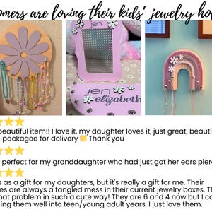 Light Pink Wall Hanging Bracelet and Necklace Holder, Kids Jewelry Organizer for Little Girl 画像 8