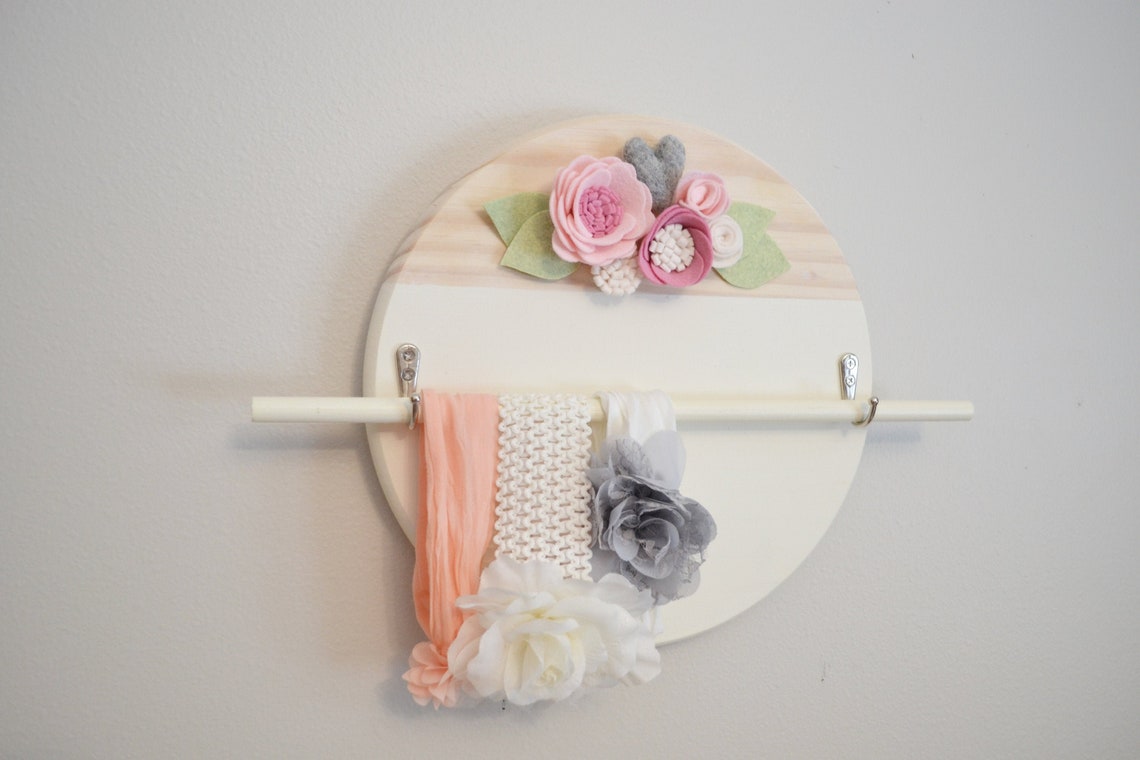 Baby Headband Holder with Felt Flowers for Girl's Nursery Etsy