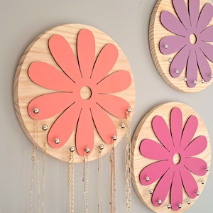 Bright Color Daisy Necklace Holder, Wall Hanging Jewelry Organizer, Daisy Necklace Organizer for Girls, Gift for Daughter