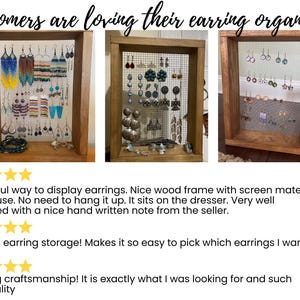 Free Standing Earring Holder, Chicken Wire Jewelry Organizer, Mesh Dangle Earring Display Stand, Wood Picture Frame Earring Holder bild 10
