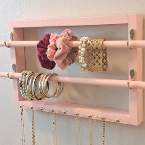 Light Pink Wall Hanging Bracelet and Necklace Holder, Kids Jewelry Organizer for Little Girl 画像 3