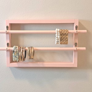 Light Pink Wall Hanging Bracelet and Necklace Holder, Kids Jewelry Organizer for Little Girl 画像 4