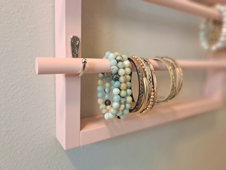 Light Pink Wall Hanging Bracelet and Necklace Holder, Kids Jewelry Organizer for Little Girl 画像 5